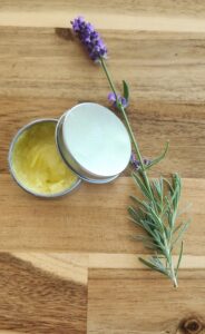 Lotion Tin with lavender twig
